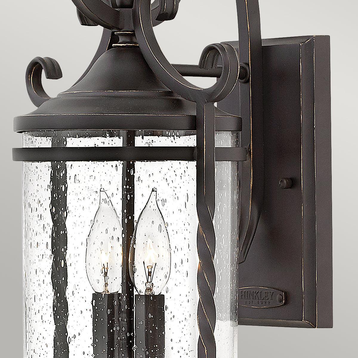 hinkley casa 2 light black outdoor wall lantern Living Room Close Up