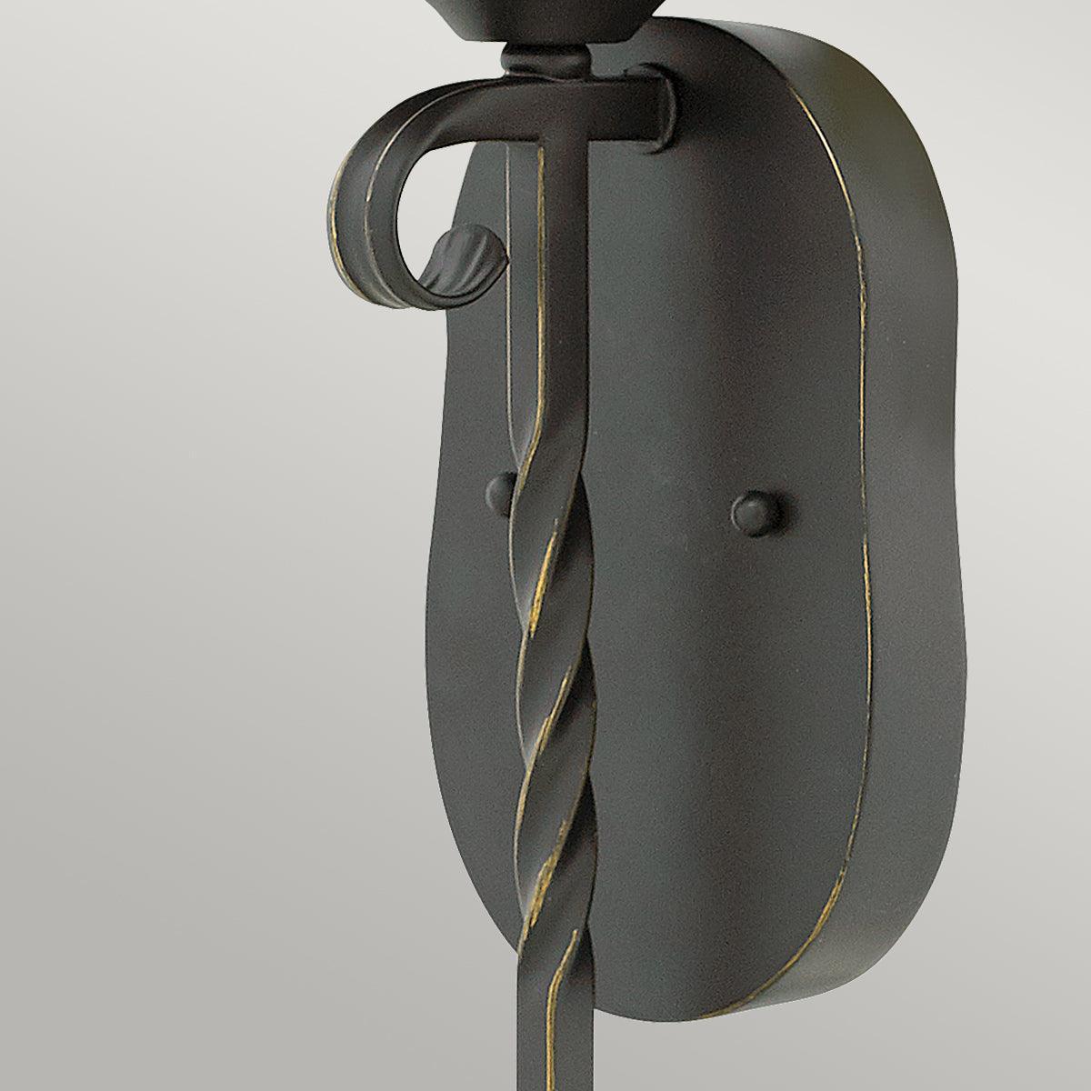 hinkley casa 1 light black wall light Detailed Close Up