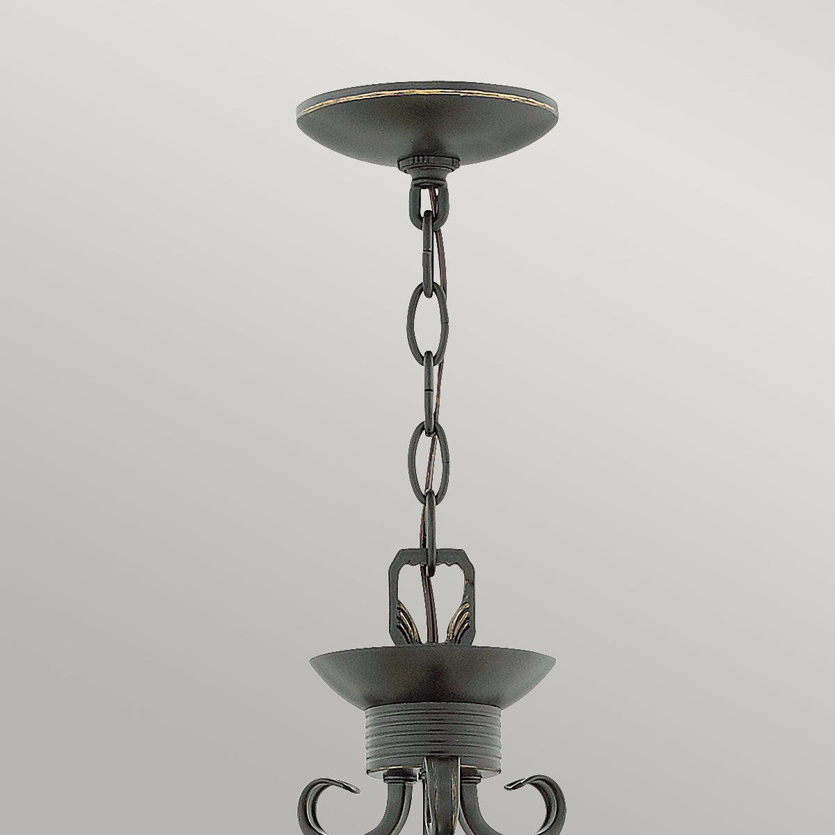 Hinkley Casa 3 Light Black Chandelier - Glass Shades-Elstead Lighting-4-Tiffany Lighting Direct
