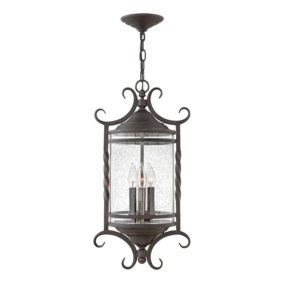 hinkley casa 3 light black outdoor ceiling chain lantern