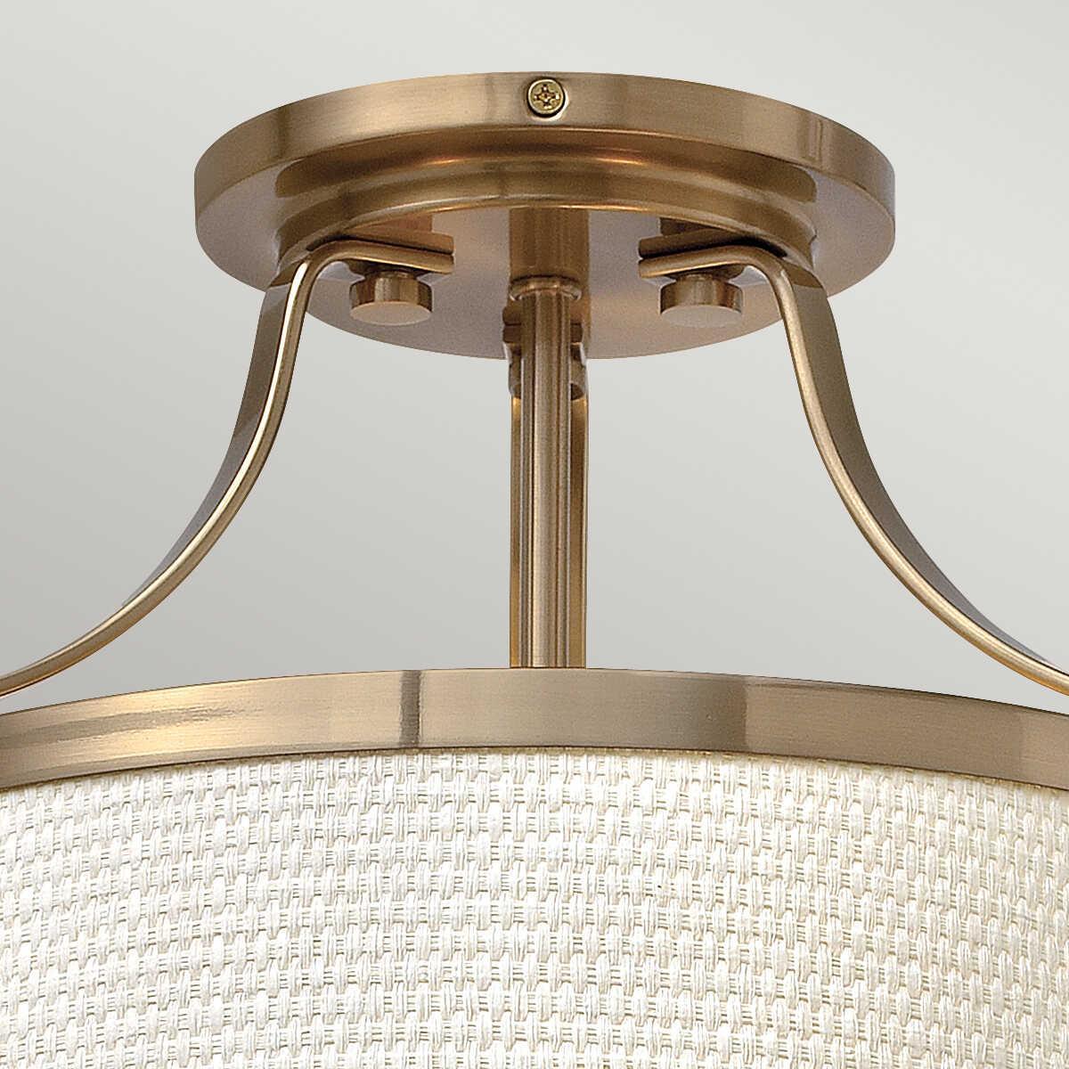 Hinkley Charlotte Antigue Brass Semi-Flush Ceiling Light Hallway close up
