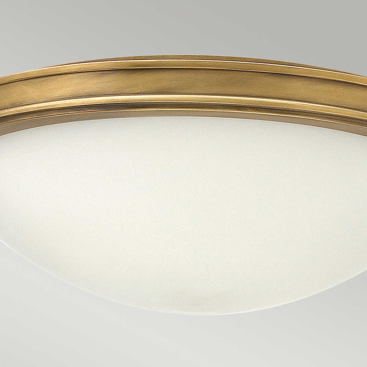 Hinkley Collier 3 Light Large Flush Brass Ceiling Light Living room wide shot
