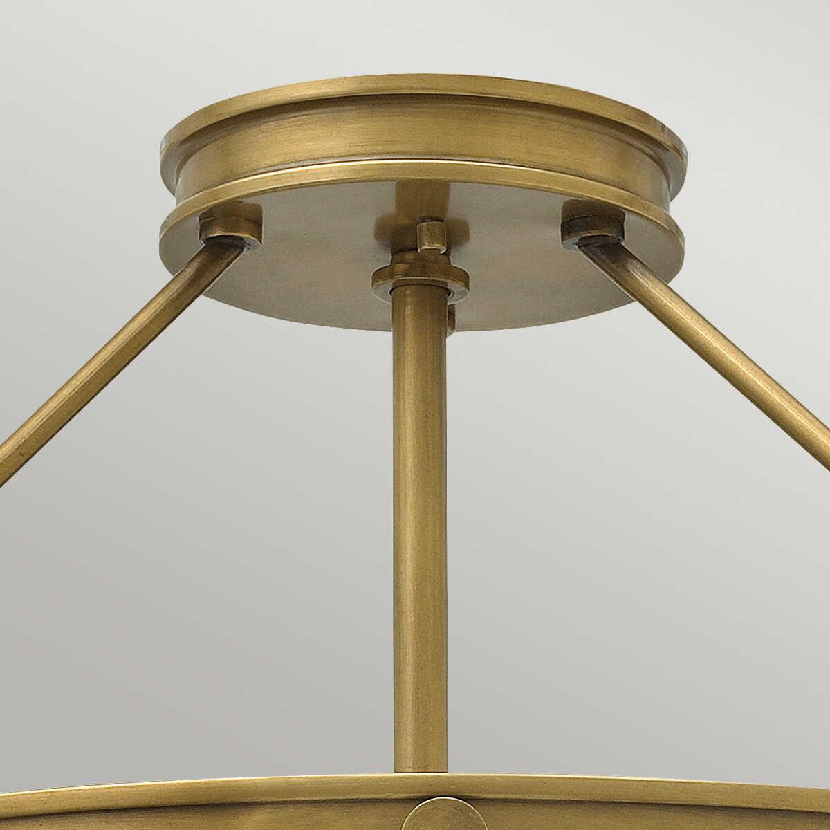 Hinkley Collier 4 Light Large Brass Semi-Flush Ceiling Light Living room close up