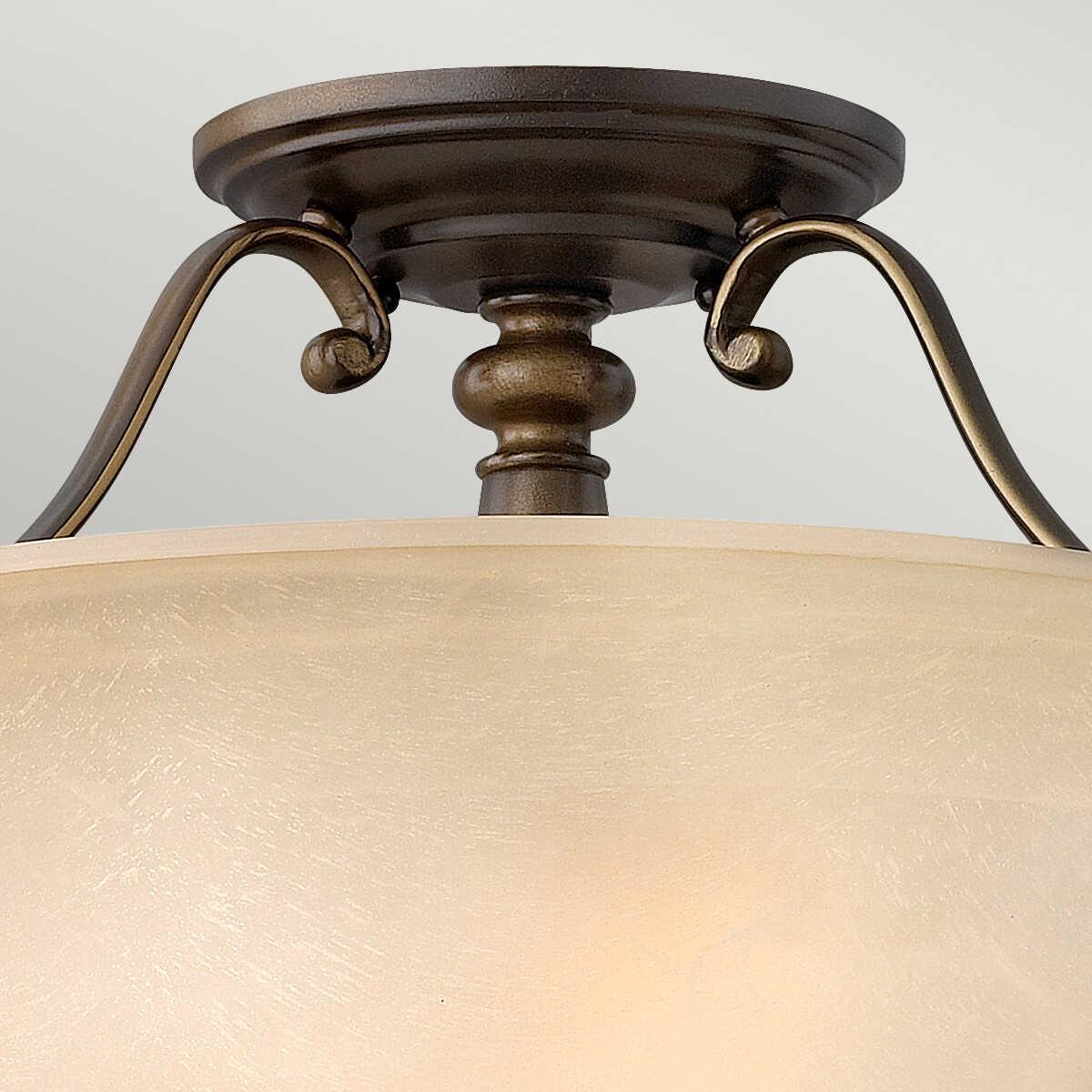 Hinkley Dunhill Bronze Semi-Flush Ceiling Light Hallway close up