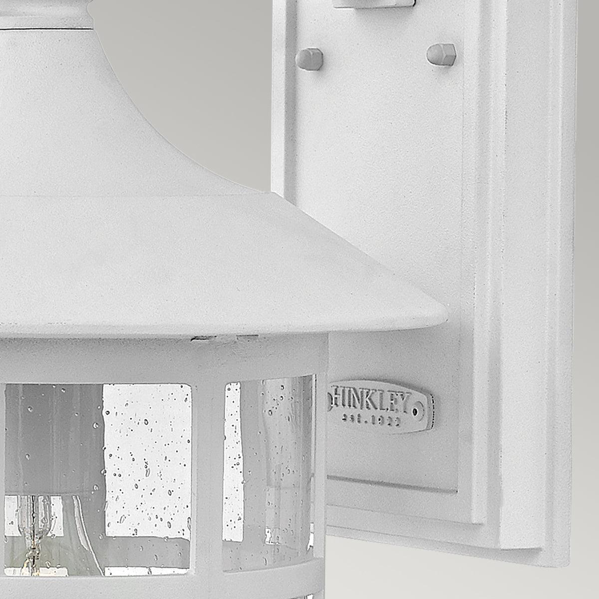 hinkley freeport 1lt large white outdoor wall lantern Close Up LED Bulb