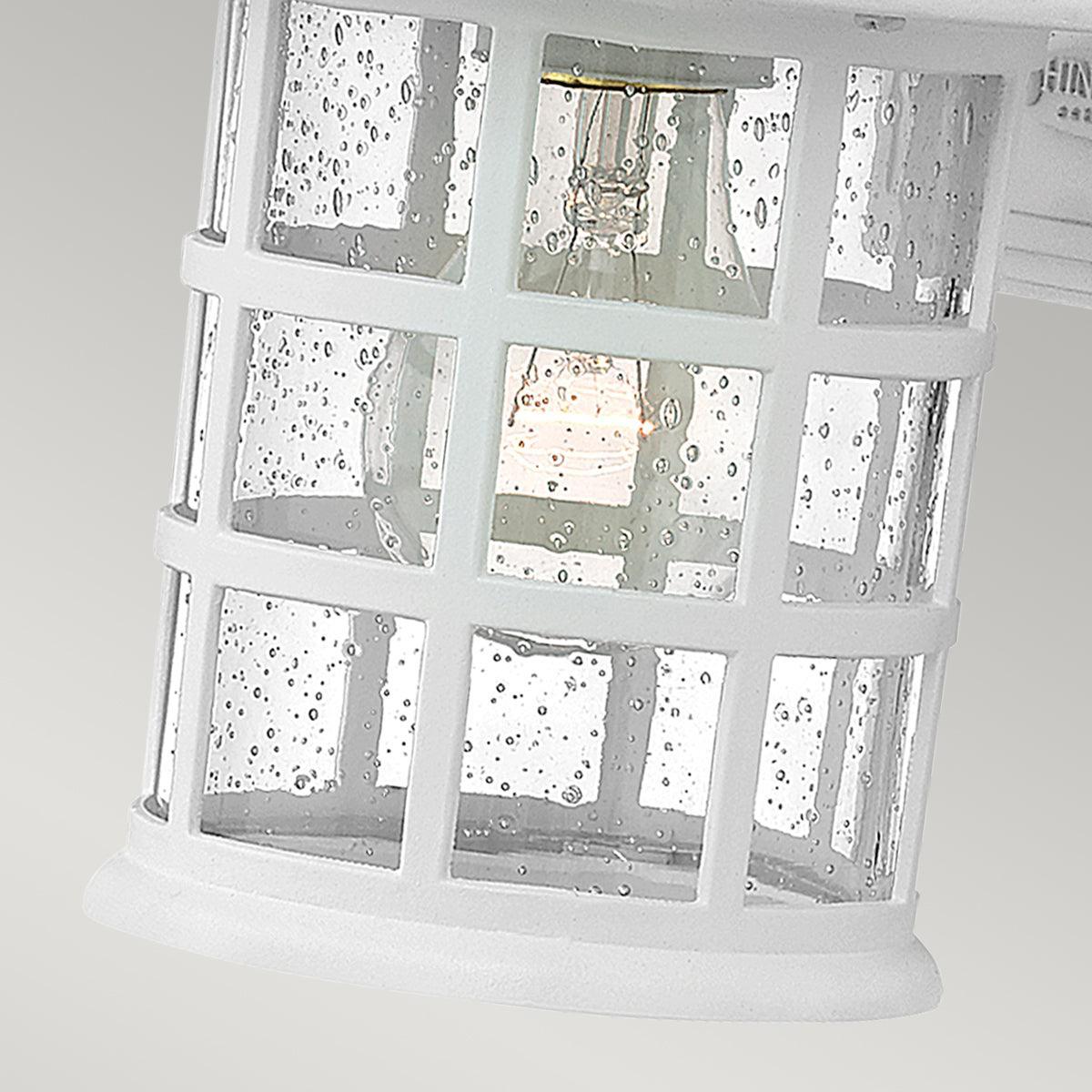 hinkley freeport 1lt small white outdoor wall lantern Living Room Close Up