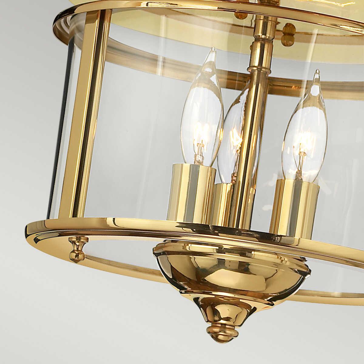 Hinkley Gentry Polished Brass Flush Mount Ceiling Light Hallway close up