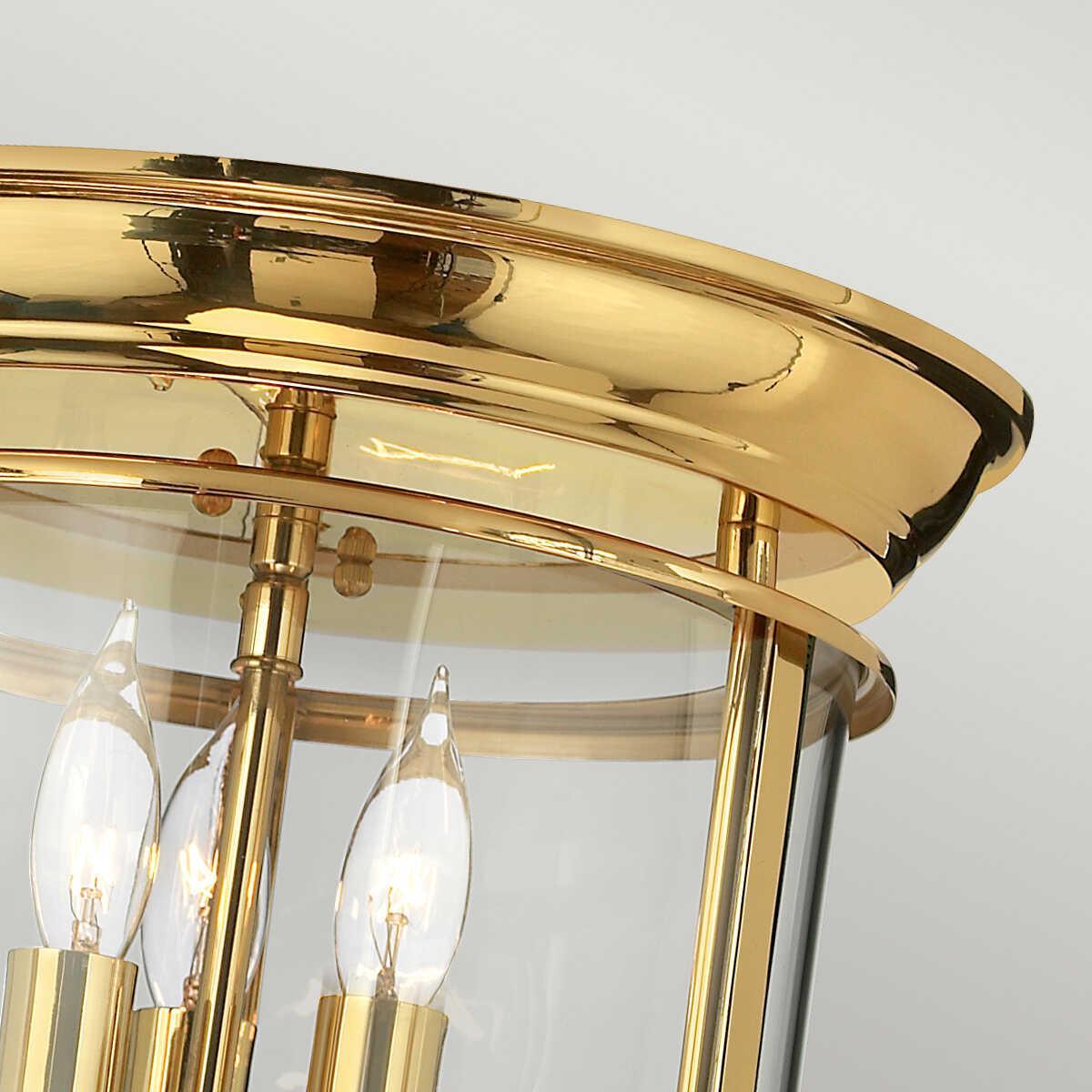 Hinkley Gentry Polished Brass Flush Mount Ceiling Light Living room close up