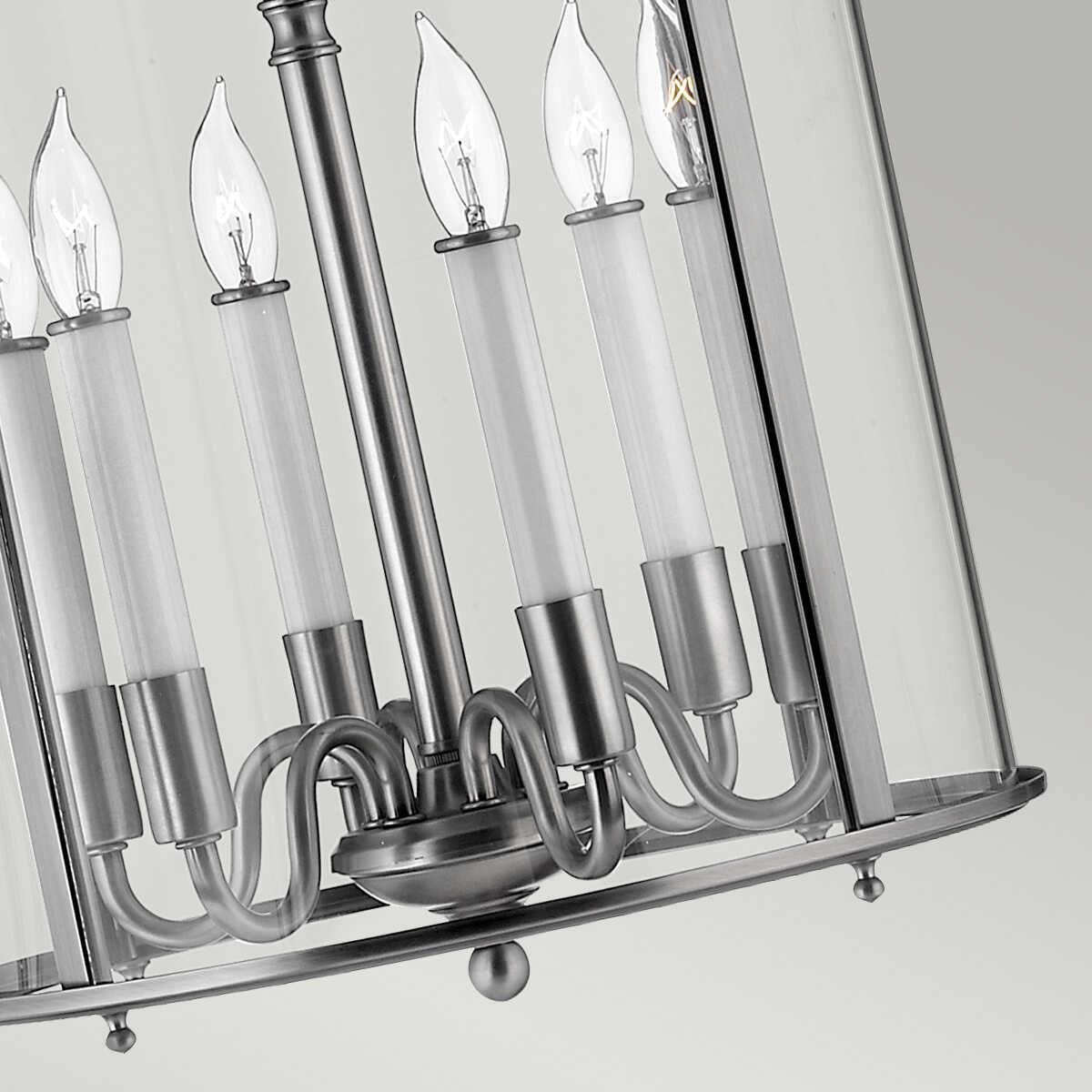 Hinkley Gentry Pewter Large Ceiling Lantern - 6 Light-Ceiling Pendant Lights-Elstead Lighting-7-Tiffany Lighting Direct