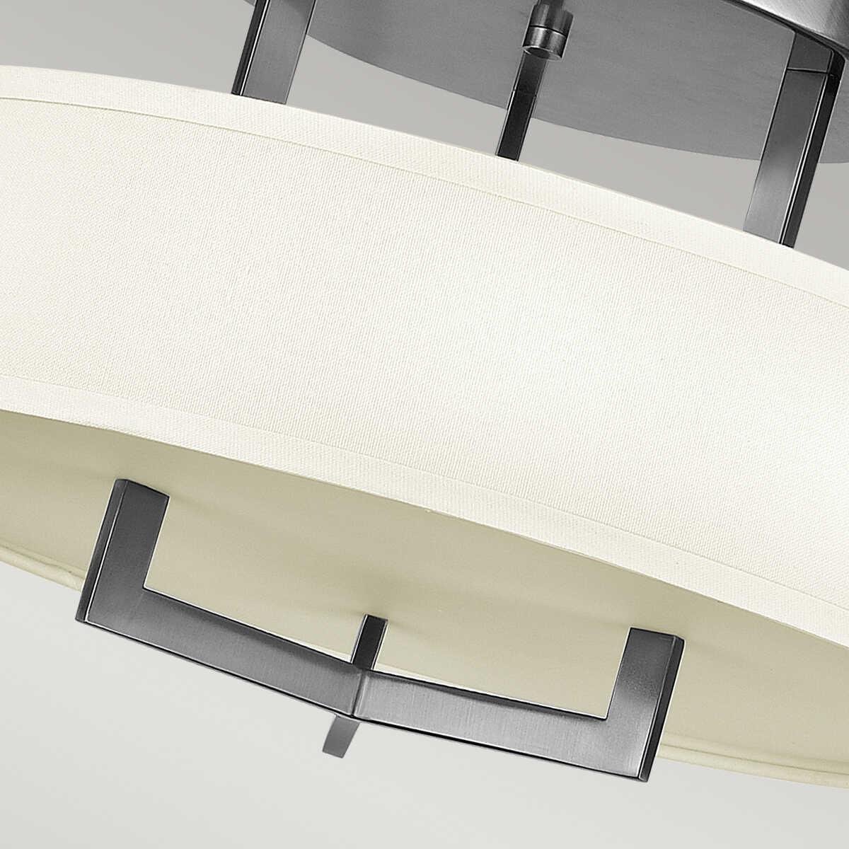 Hinkley Hampton Nickel Semi-Flush Ceiling Light Living room wide shot