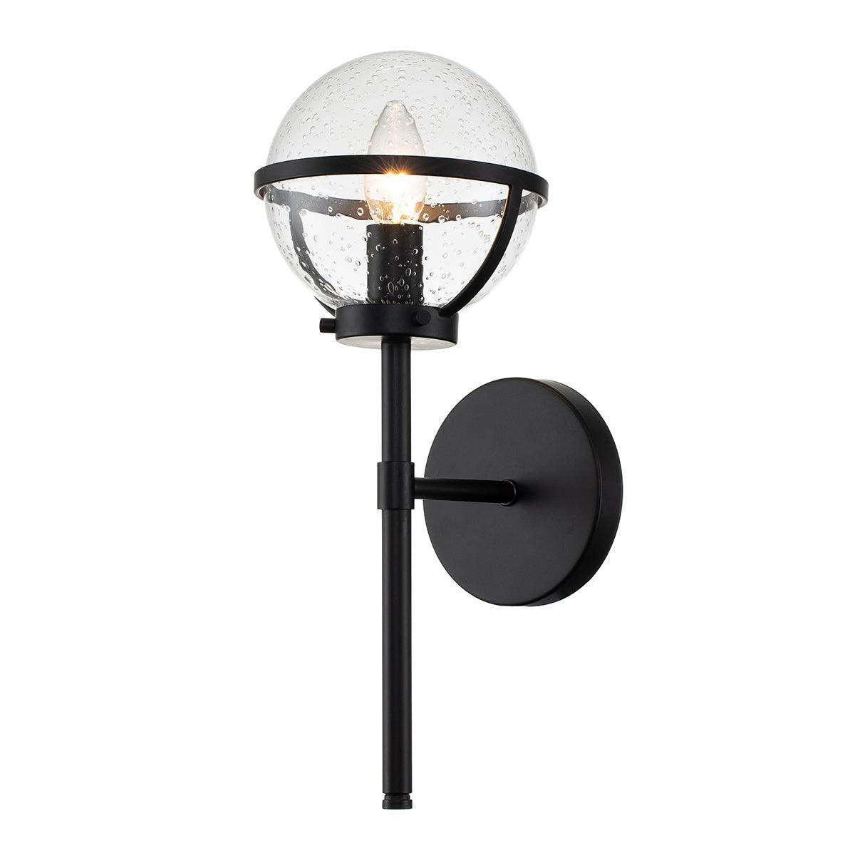 hinkley hollis black seeded glass bathroom wall light