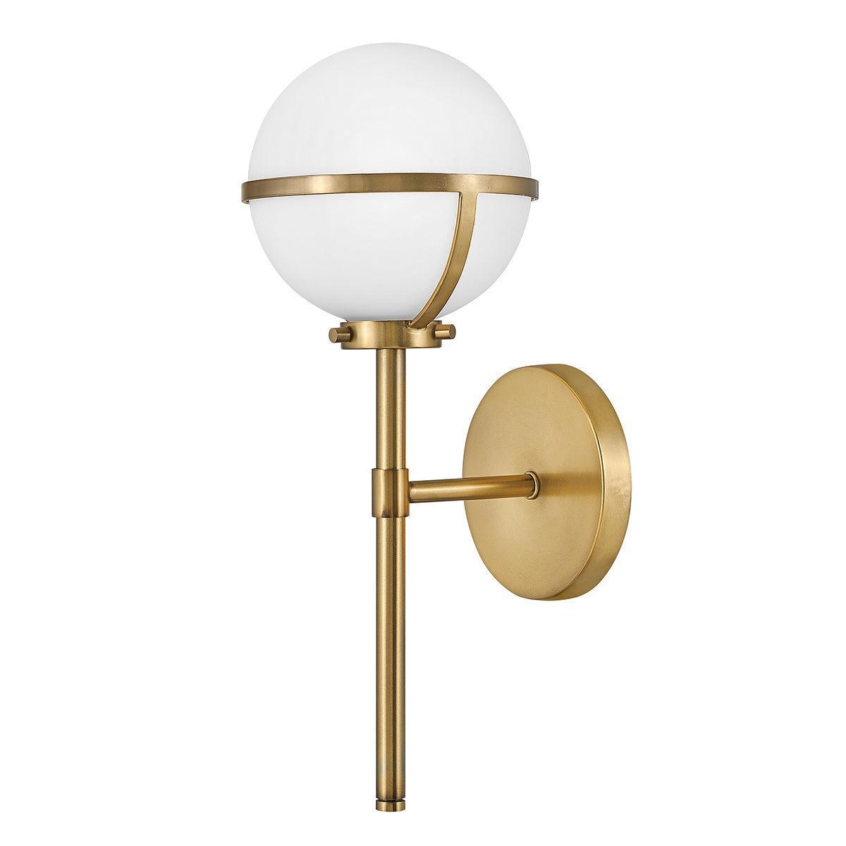Hinkley Hollis Brass Opal Glass Bathroom Wall Light image 1