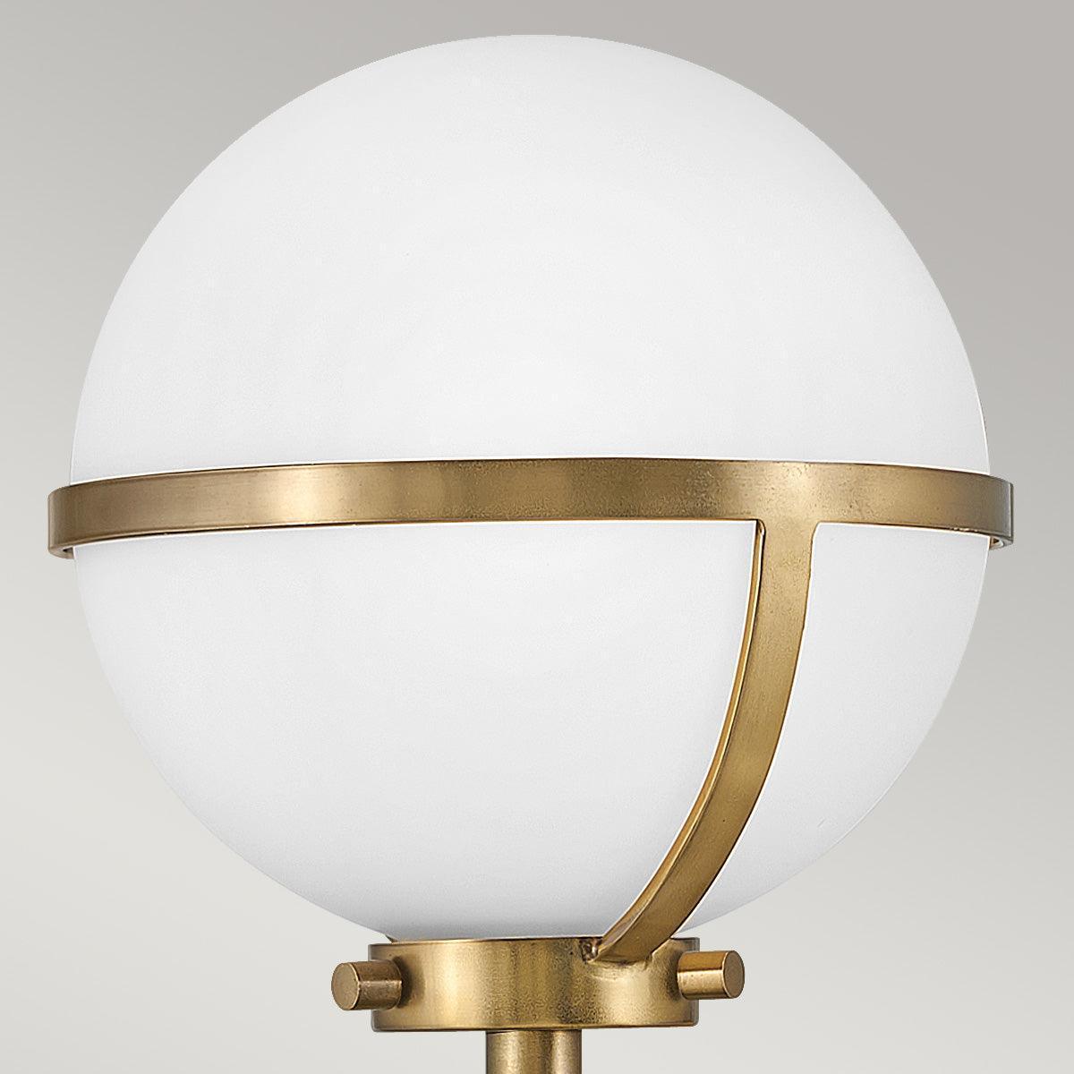 Hinkley Hollis Brass Opal Glass Bathroom Wall Light Close Up Image