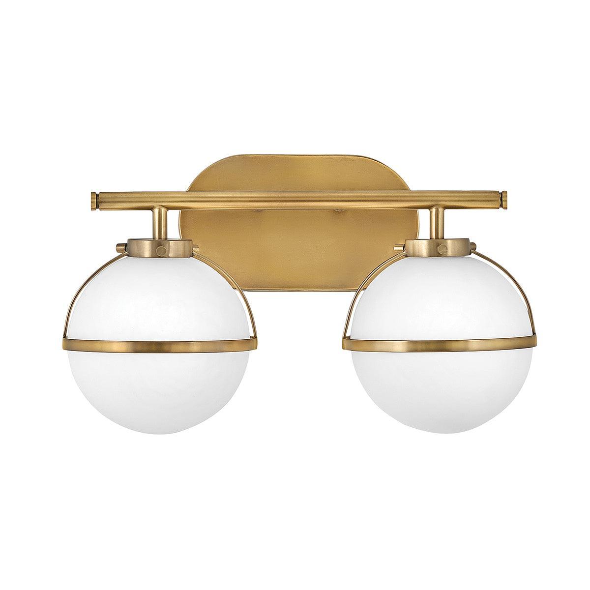 Hinkley Hollis 2 Brass Opal Glass Bathroom Wall Light image 1