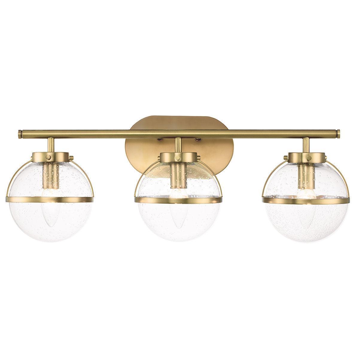 Hinkley Hollis 3 Light Brass Seeded Glass Bathroom Wall Light image 1