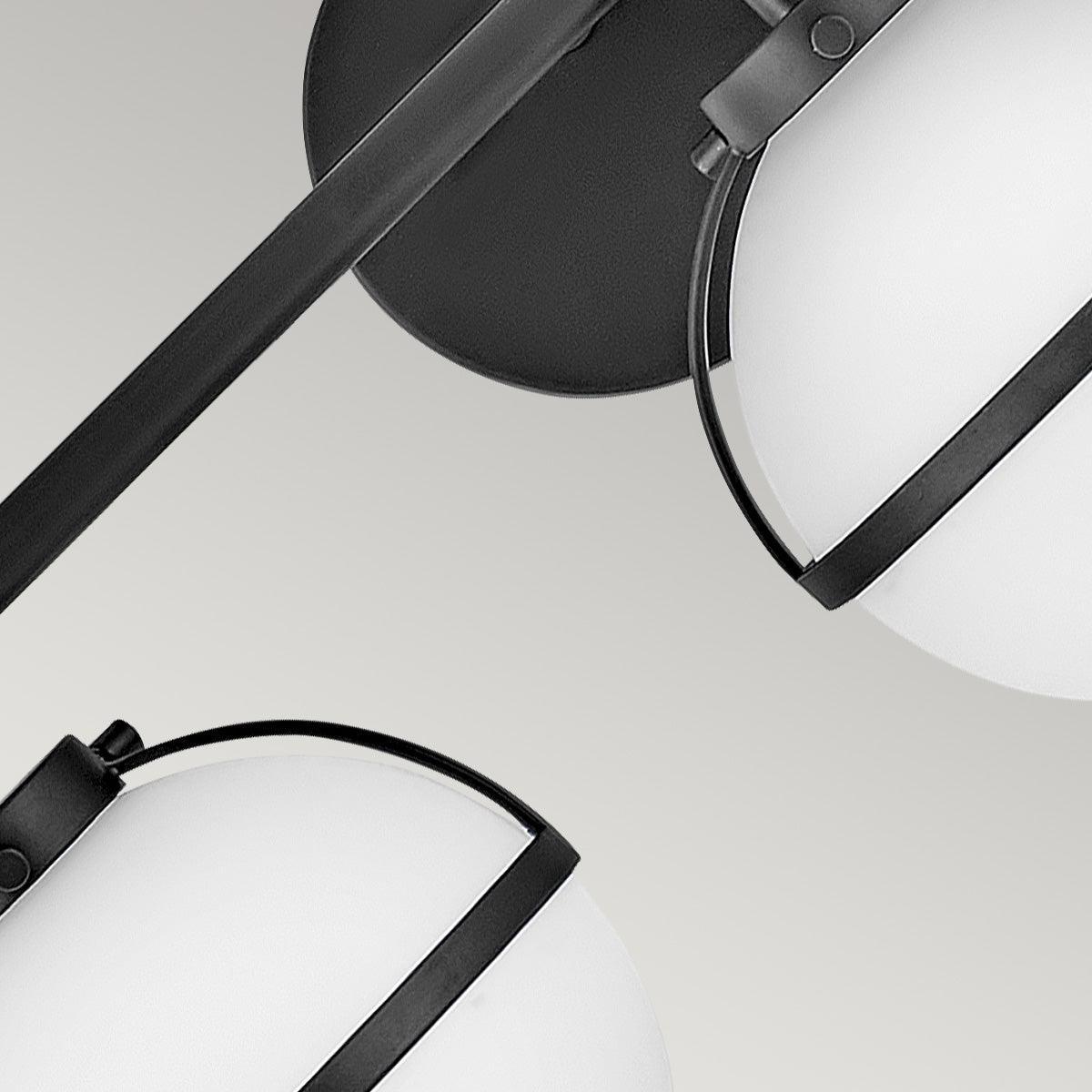 hinkley hollis 3 light black opal glass bathroom wall light Living Room Close Up