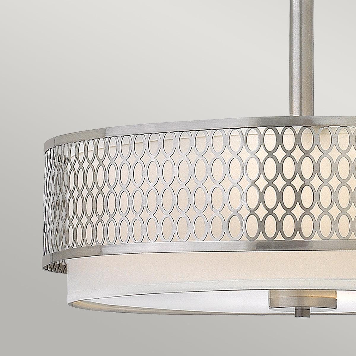 Hinkley Jules 3 Light Nickel Ceiling Pendant / Semi-Flush Hallway close up