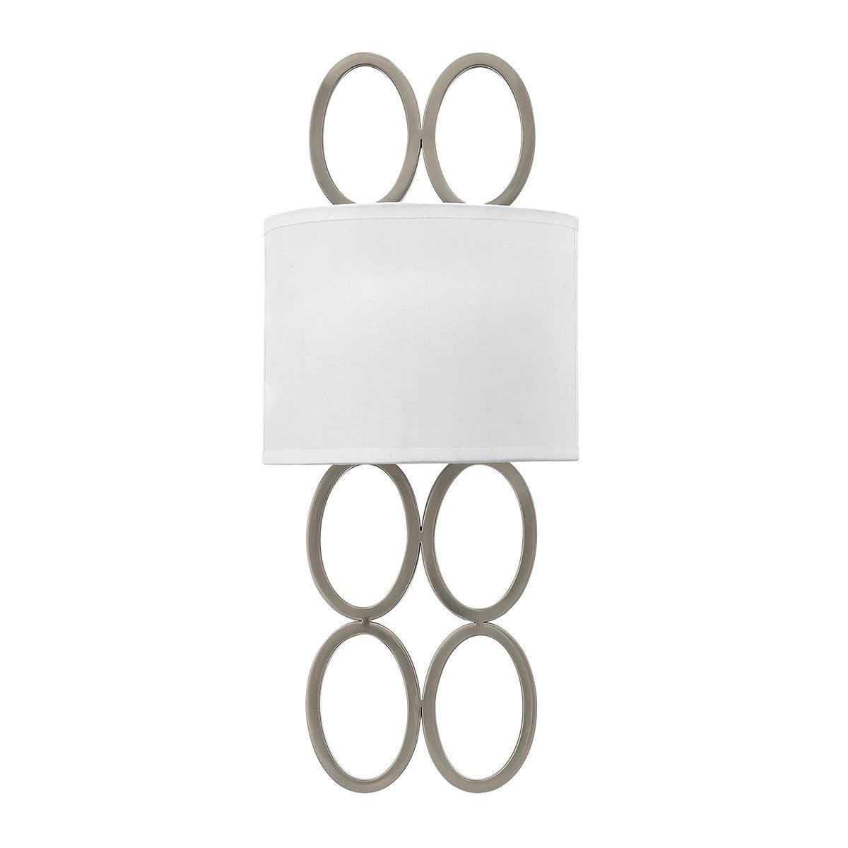 hinkley jules 2 light nickel wall light white shade