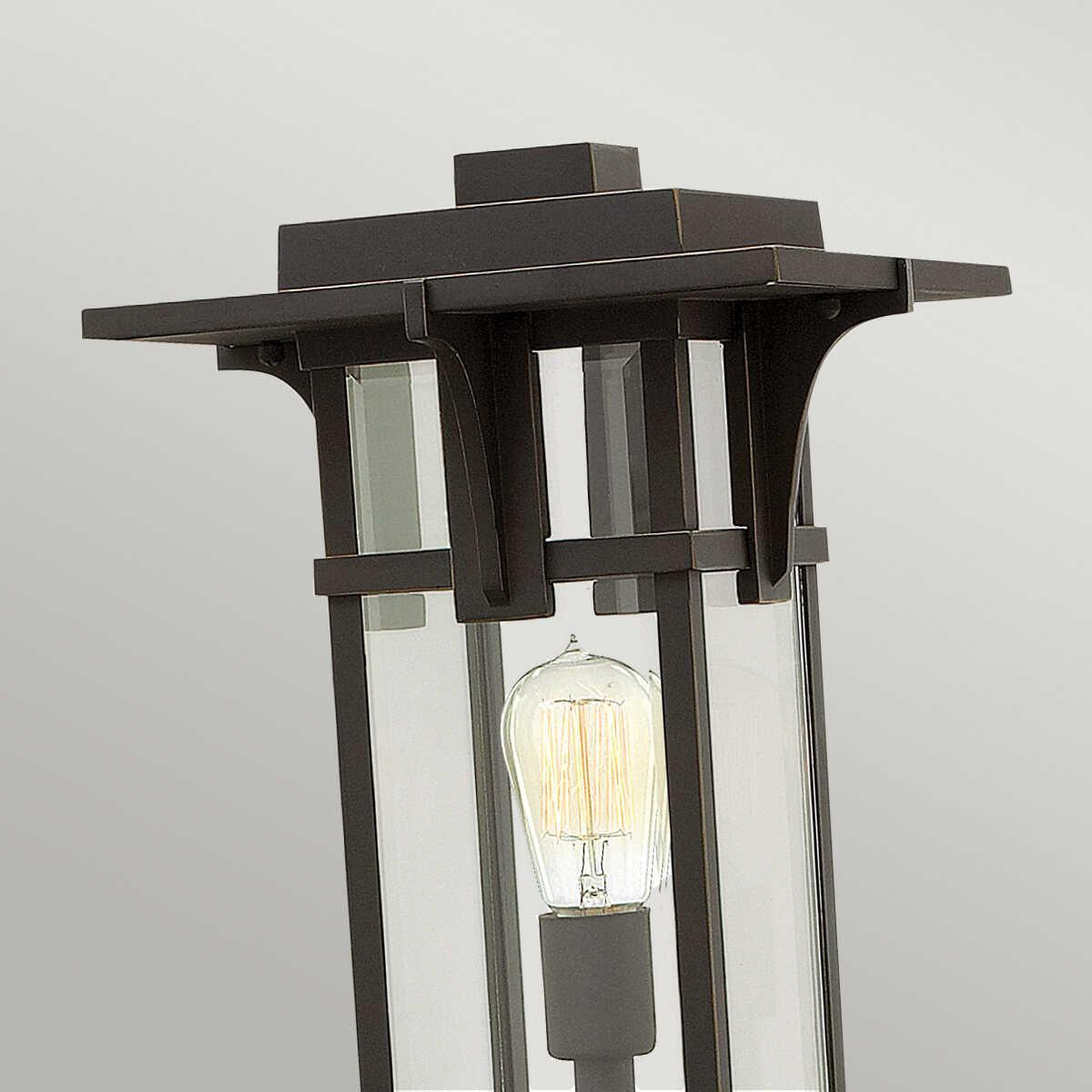 elstead manhattan oil rubbed bronze finish outdoor pedestal lantern Detailed Close Up