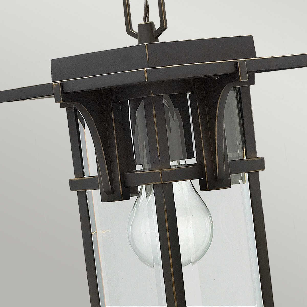 elstead manhattan oil rubbed bronze finish outdoor pendant lantern Close Up LED Bulb