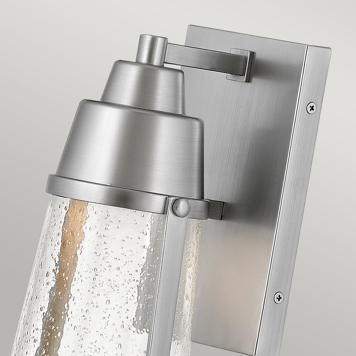 hinkley miles 1 light nickel outdoor wall lantern Close Up