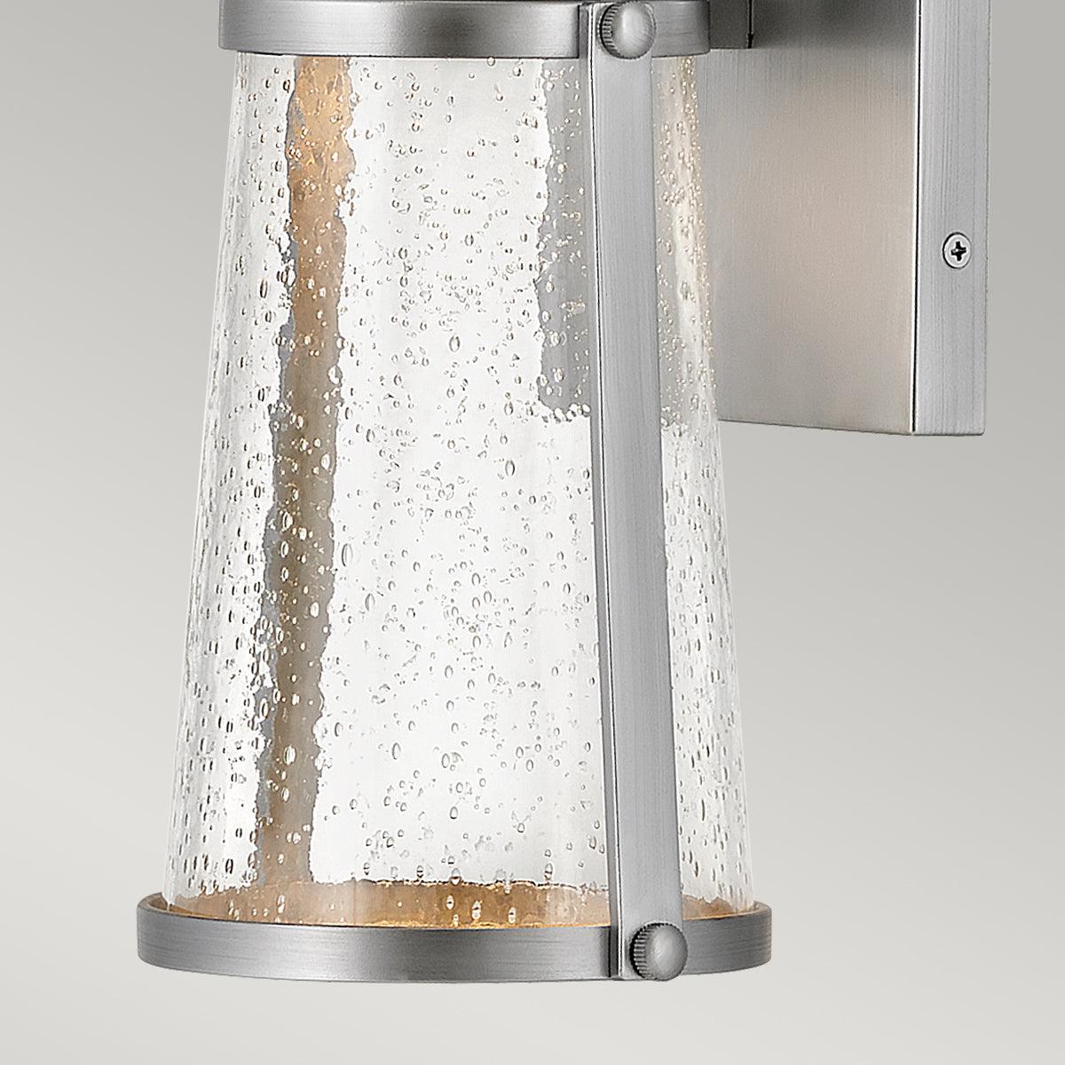 hinkley miles 1 light nickel outdoor wall lantern Detailed Close Up