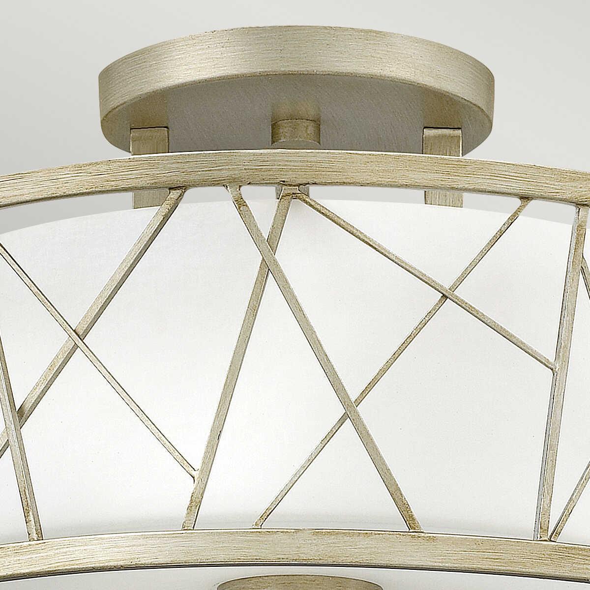 Hinkley Nest Silver Leaf & Crystal Semi-Flush Ceiling Light Hallway close up
