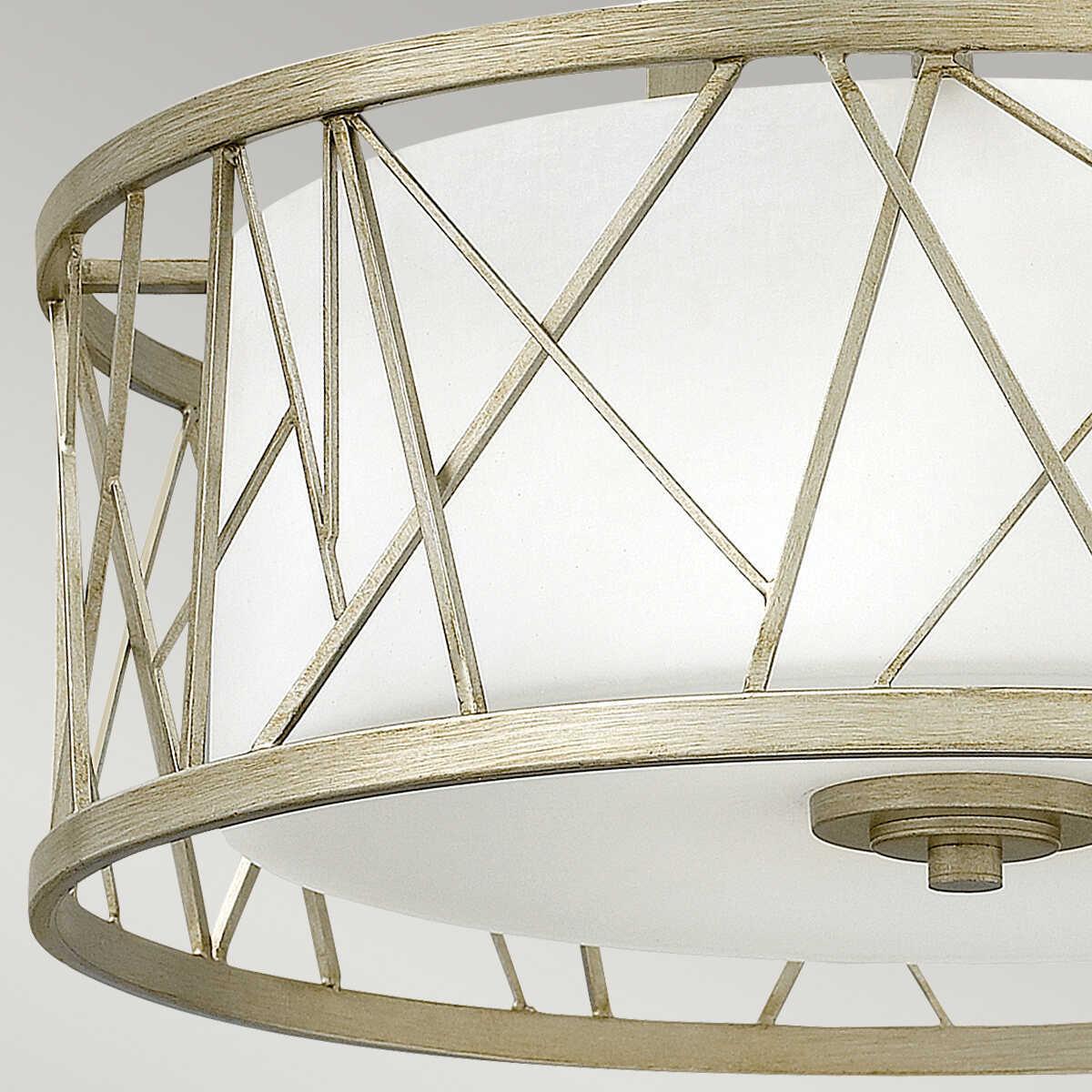 Hinkley Nest Silver Leaf & Crystal Semi-Flush Ceiling Light Living room wide shot