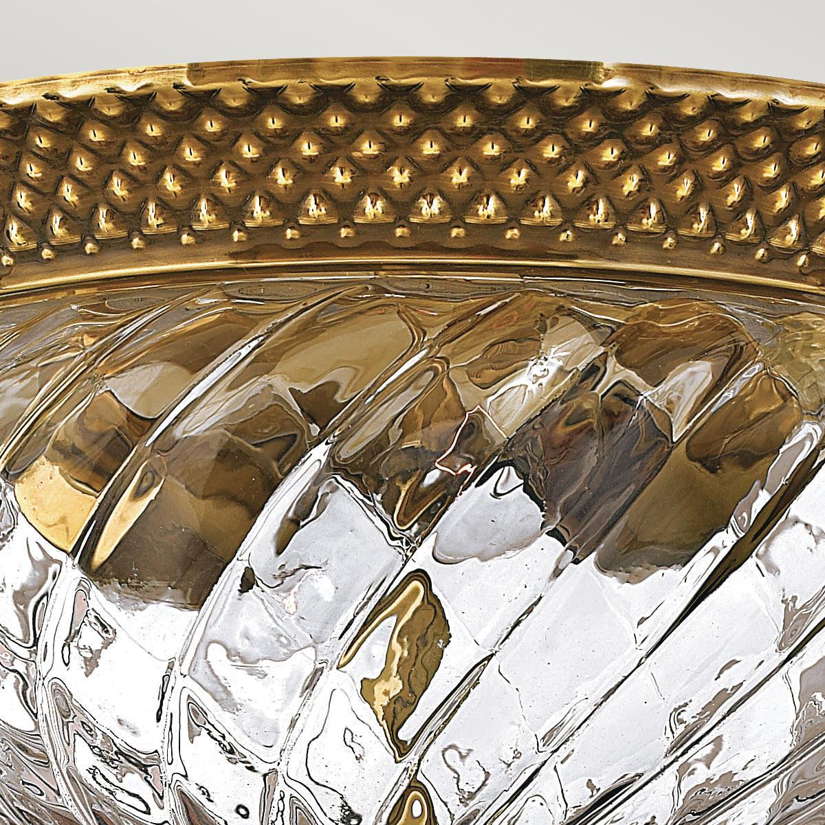 Hinkley Plantation 2 Light Brass Flush Mount Hallway close up