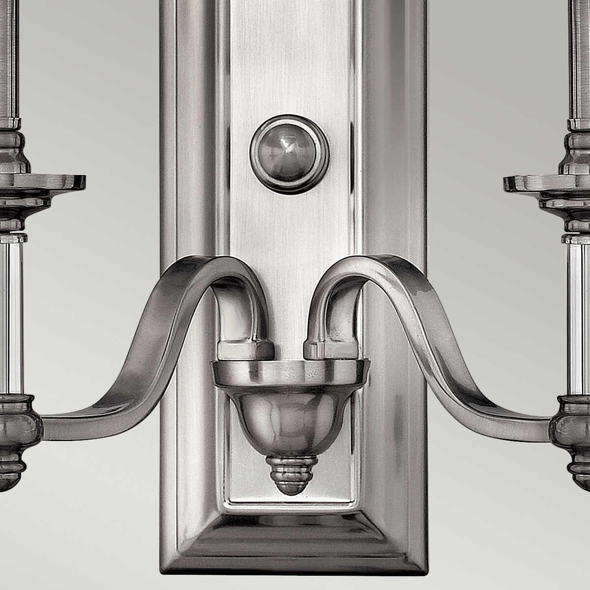 hinkley sussex brushed nickel finish twin arm wall light Detailed Close Up