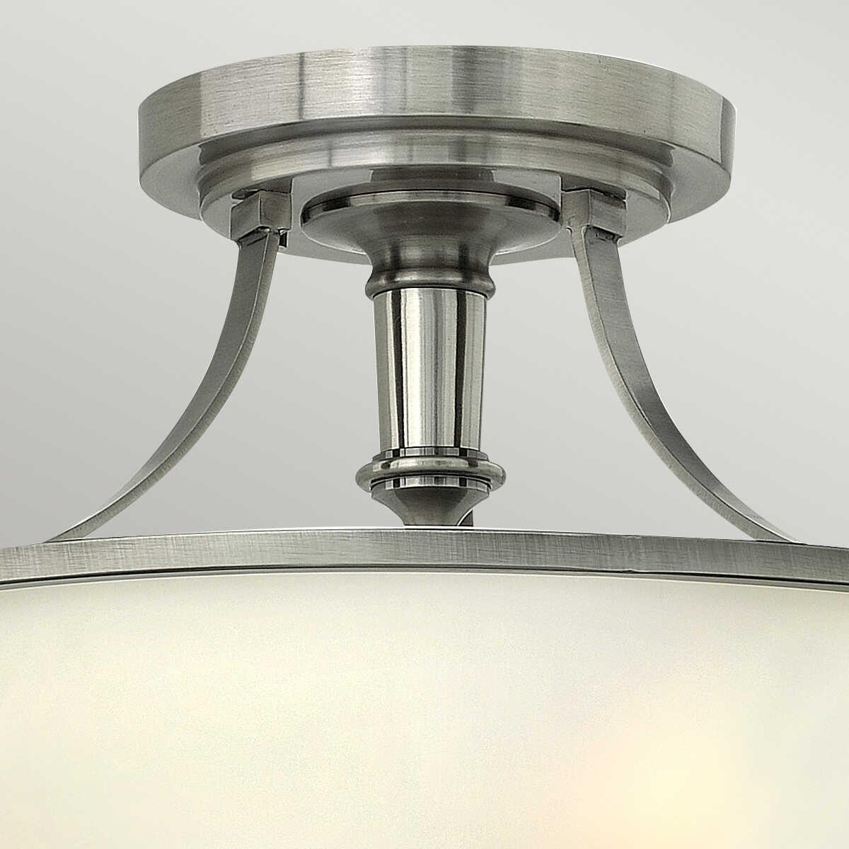 Hinkley Truman Nickel Semi Flush Ceiling Light Living room close up