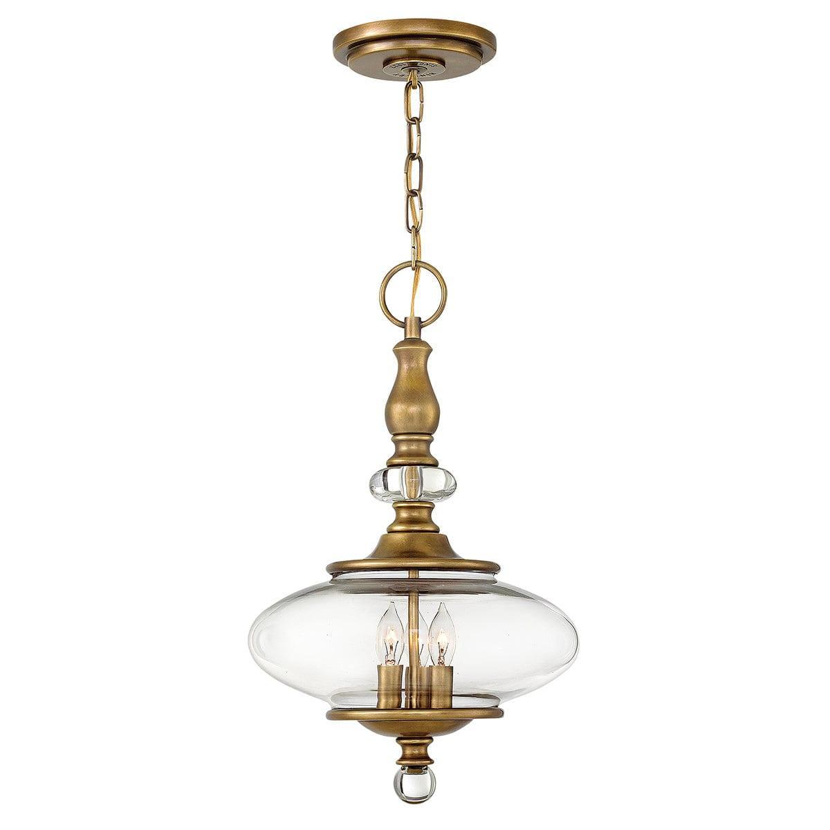 Hinkley Wexley 3 Light Heritage Brass Pendant Ceiling Light-Ceiling Pendant Lights-Elstead Lighting-1-Tiffany Lighting Direct