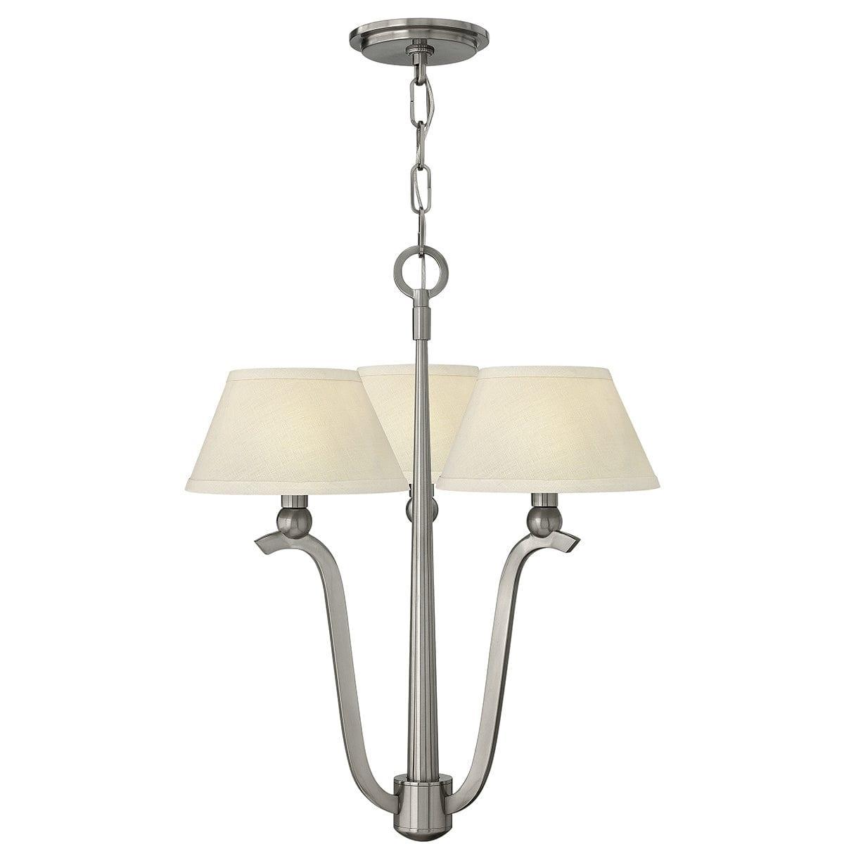 Hinkley Whitney 3 Light Chandelier - Brushed Nickel-Elstead Lighting-1-Tiffany Lighting Direct