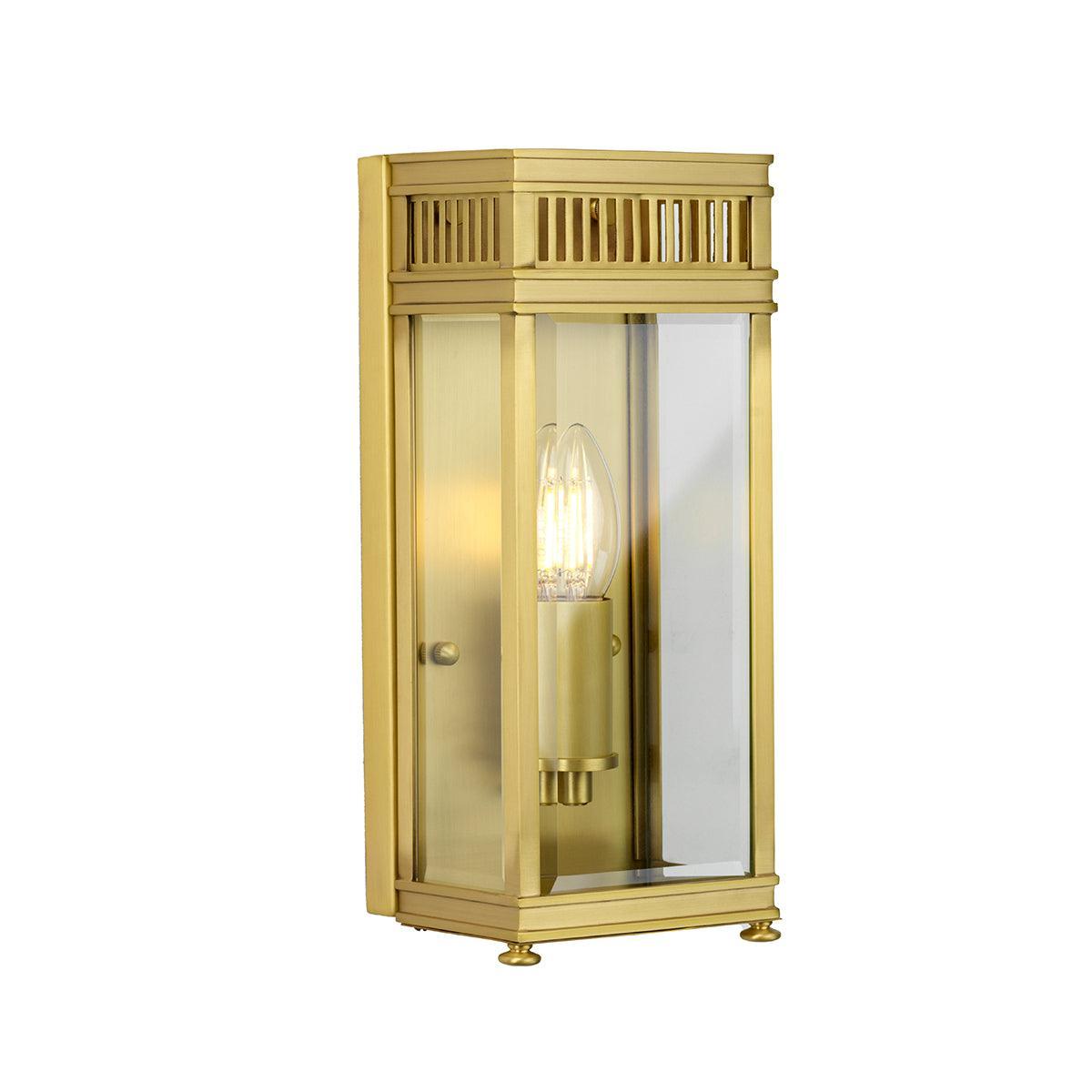 Elstead Holborn 1 Light Small Brass Outdoor Half Lantern image 1