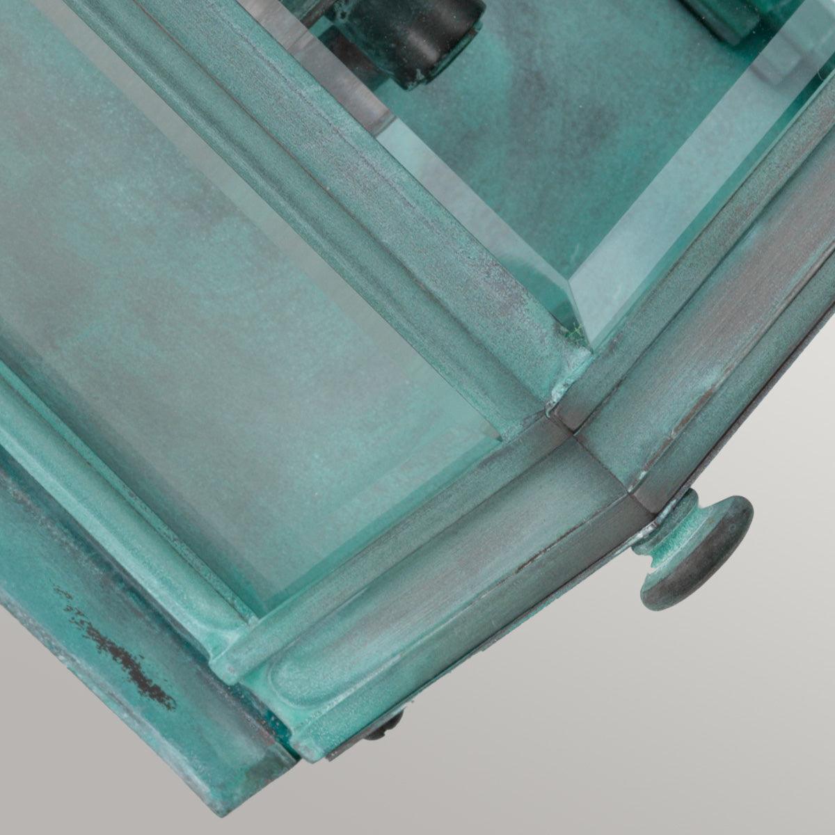 elstead holborn 1 light small verdigris outdoor half lantern Detailed Close Up