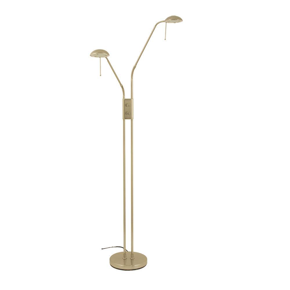 juma chrome twin floor lamp with dimmer dual flexi heads