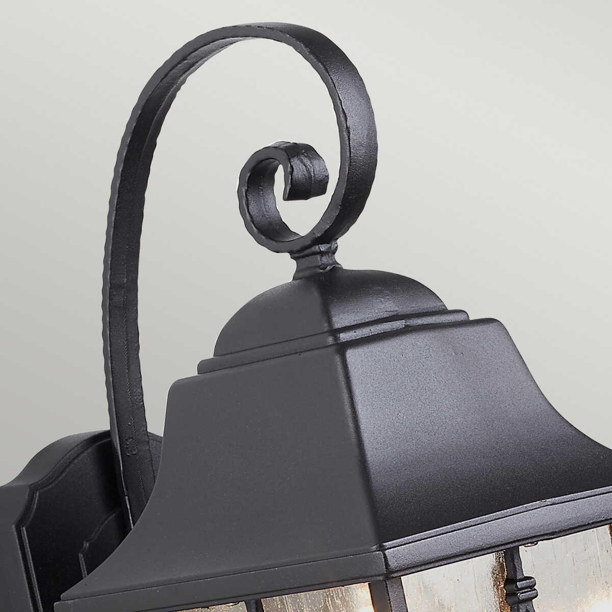 elstead kent black finish outdoor wall lantern Detailed Close Up