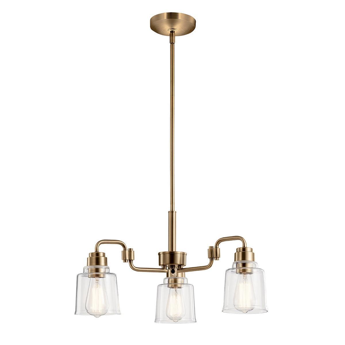 Kichler Avian 3 Light Brass Chandelier - Clear Glass Shades-Elstead Lighting-1-Tiffany Lighting Direct