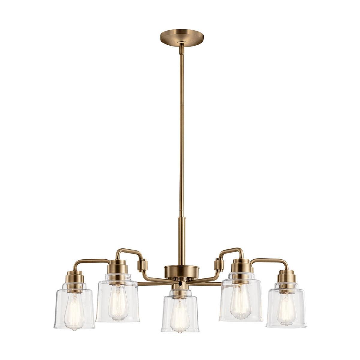 Kichler Avian 5 Light Brass Chandelier - Clear Glass Shades-Elstead Lighting-1-Tiffany Lighting Direct