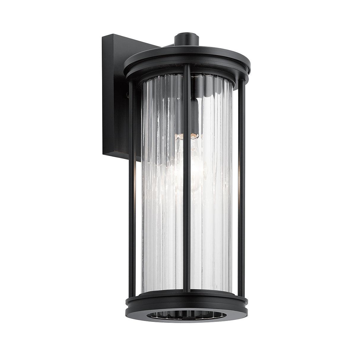 kichler barras 1 medium black outdoor wall lantern