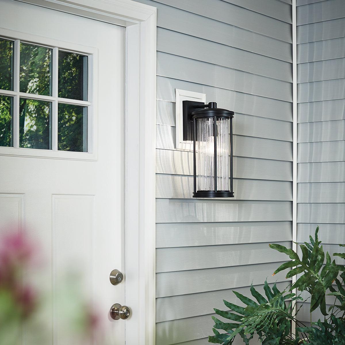 kichler barras 1 medium black outdoor wall lantern Close Up