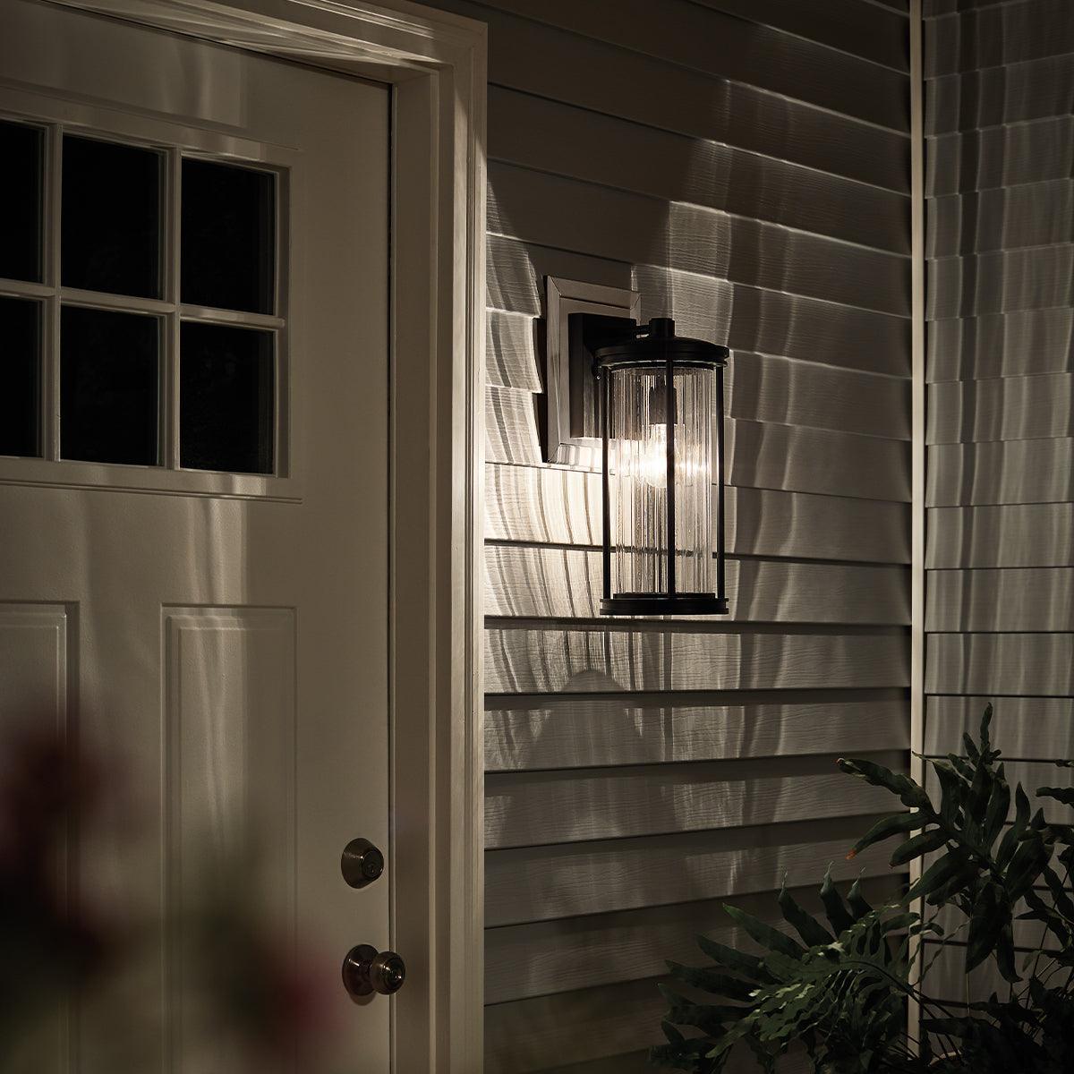 kichler barras 1 medium black outdoor wall lantern Detailed Close Up