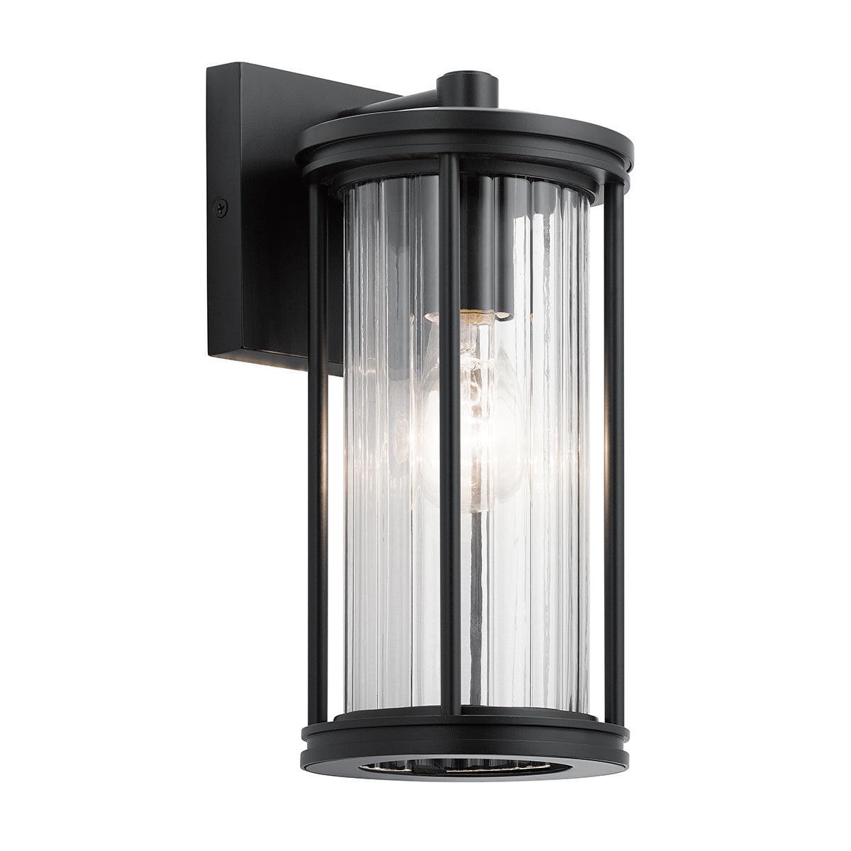 kichler barras 1 light small black outdoor wall lantern