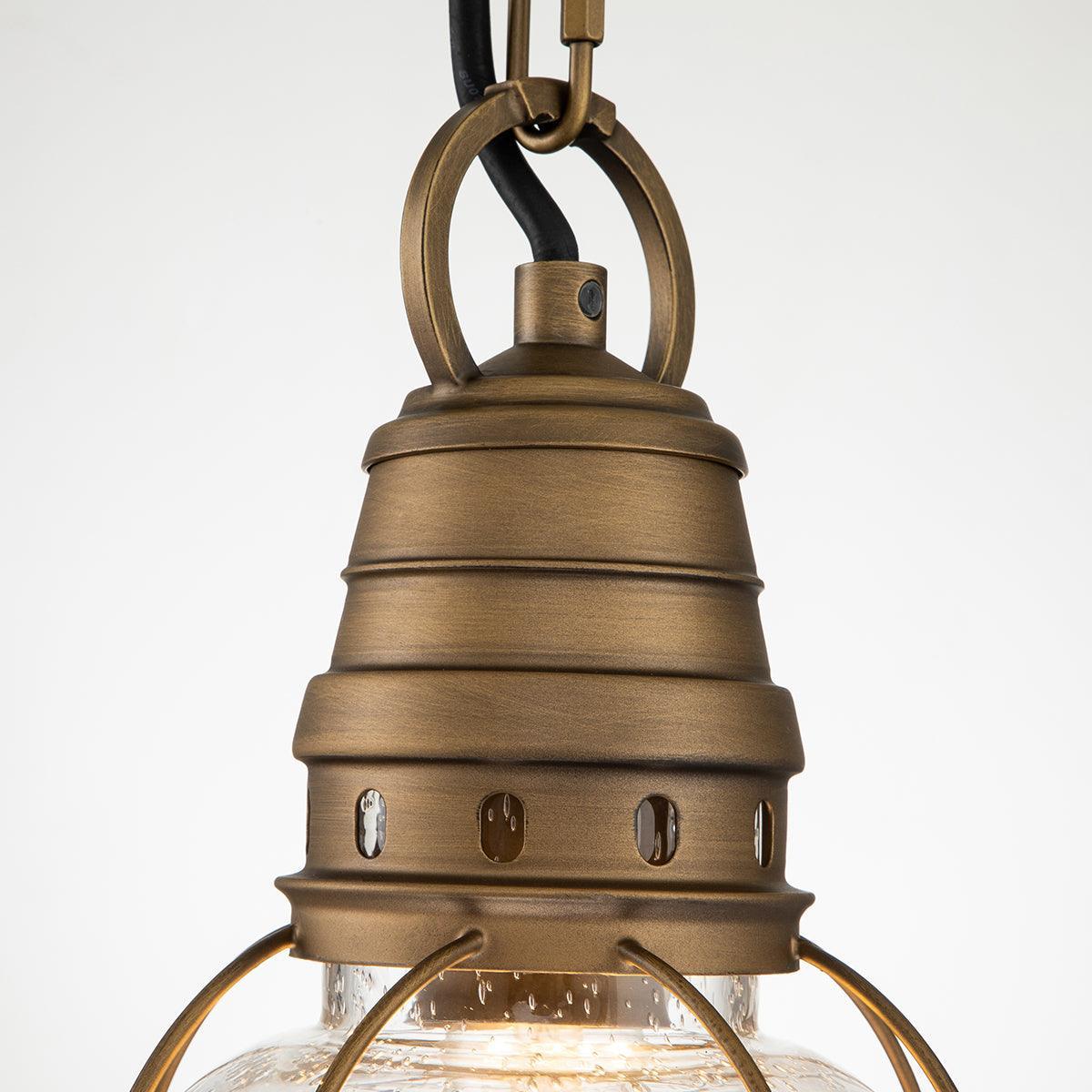 kichler bridgepoint 1 light small brass outdoor chain lantern Detailed Close Up