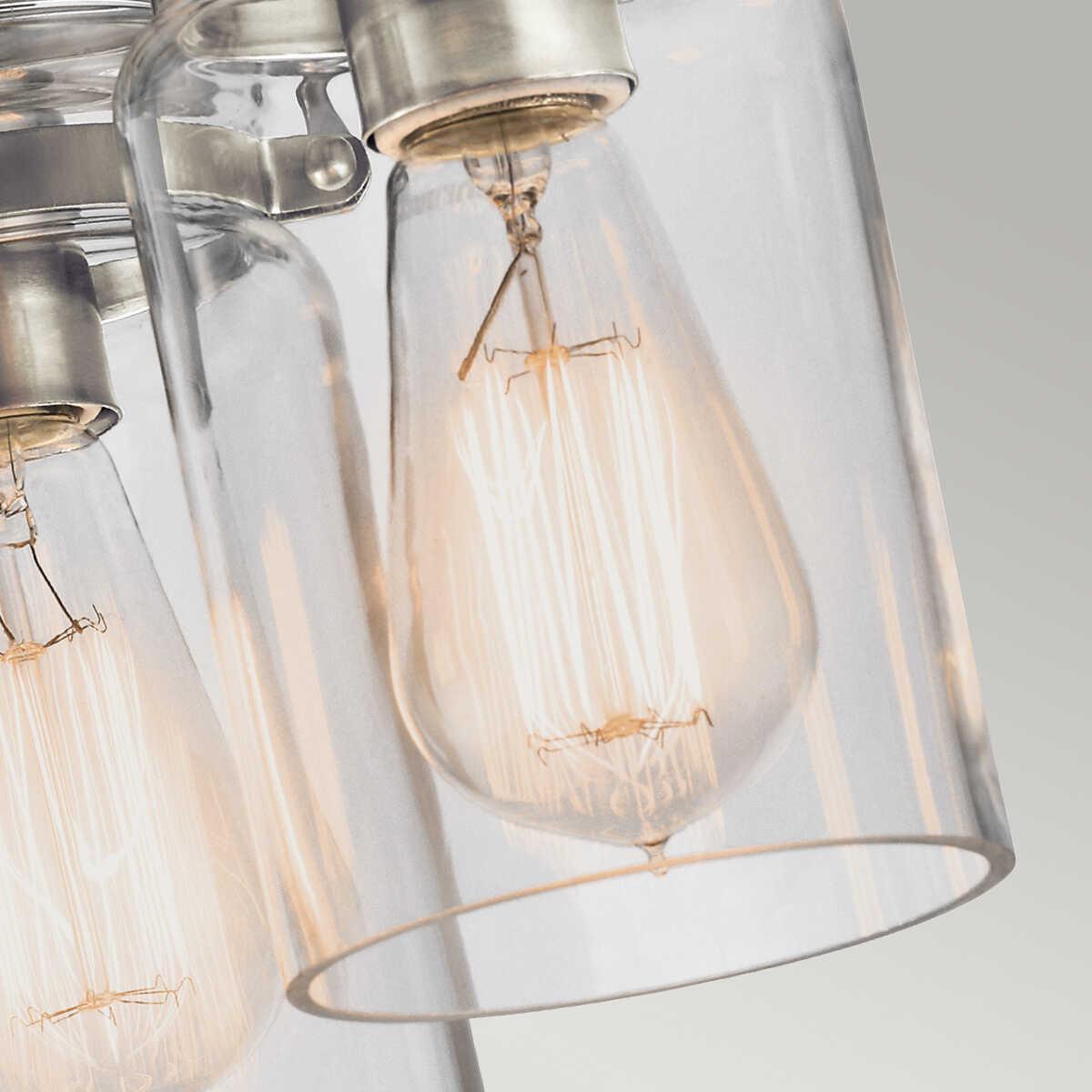 Kichler Brinley 3 Light Flush Brushed Nickel Ceiling Light Living room wide shot