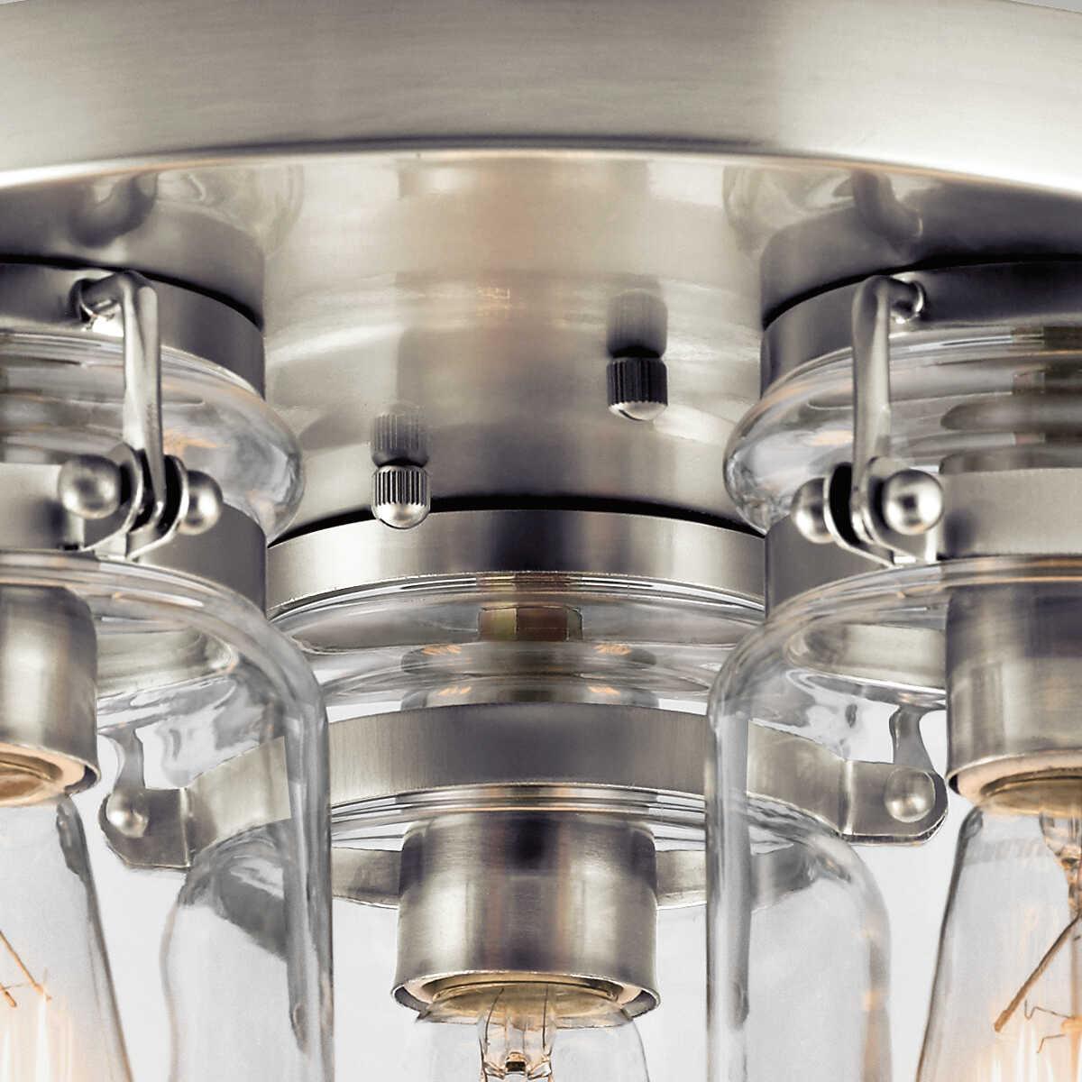 Kichler Brinley 3 Light Flush Brushed Nickel Ceiling Light Living room weight image