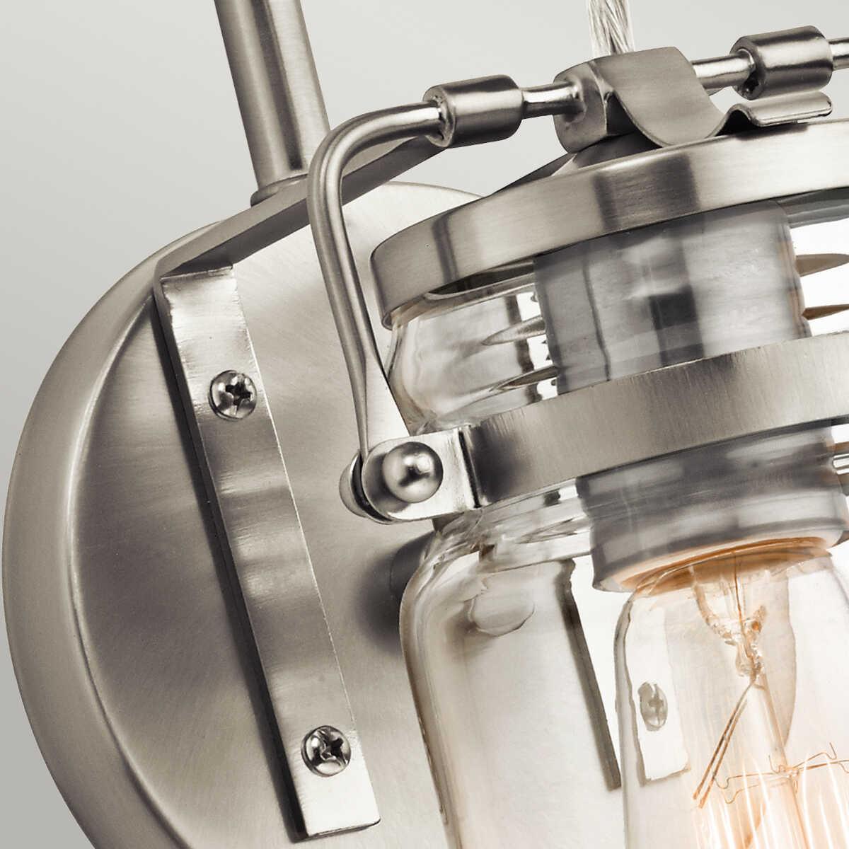 kichler brinley 1 light brushed nickel wall light Living Room Close Up