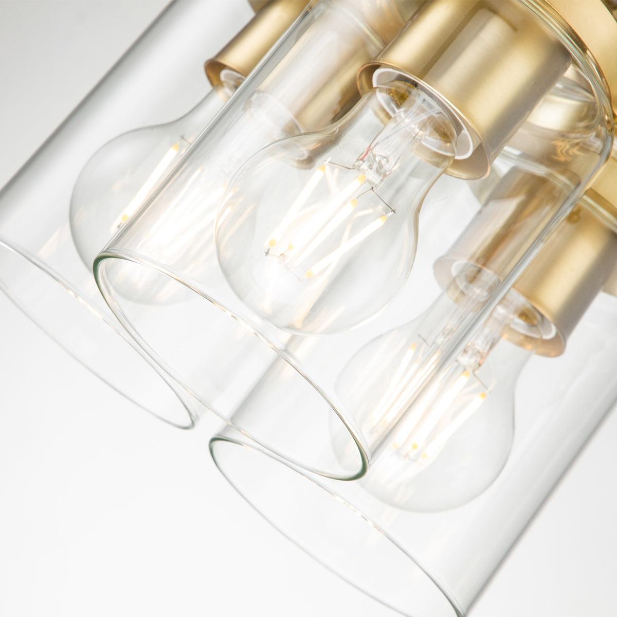 Kichler Brindley 3 Light Brass Pendant - Clear Glass Shades-Ceiling Pendant Lights-Elstead Lighting-2-Tiffany Lighting Direct