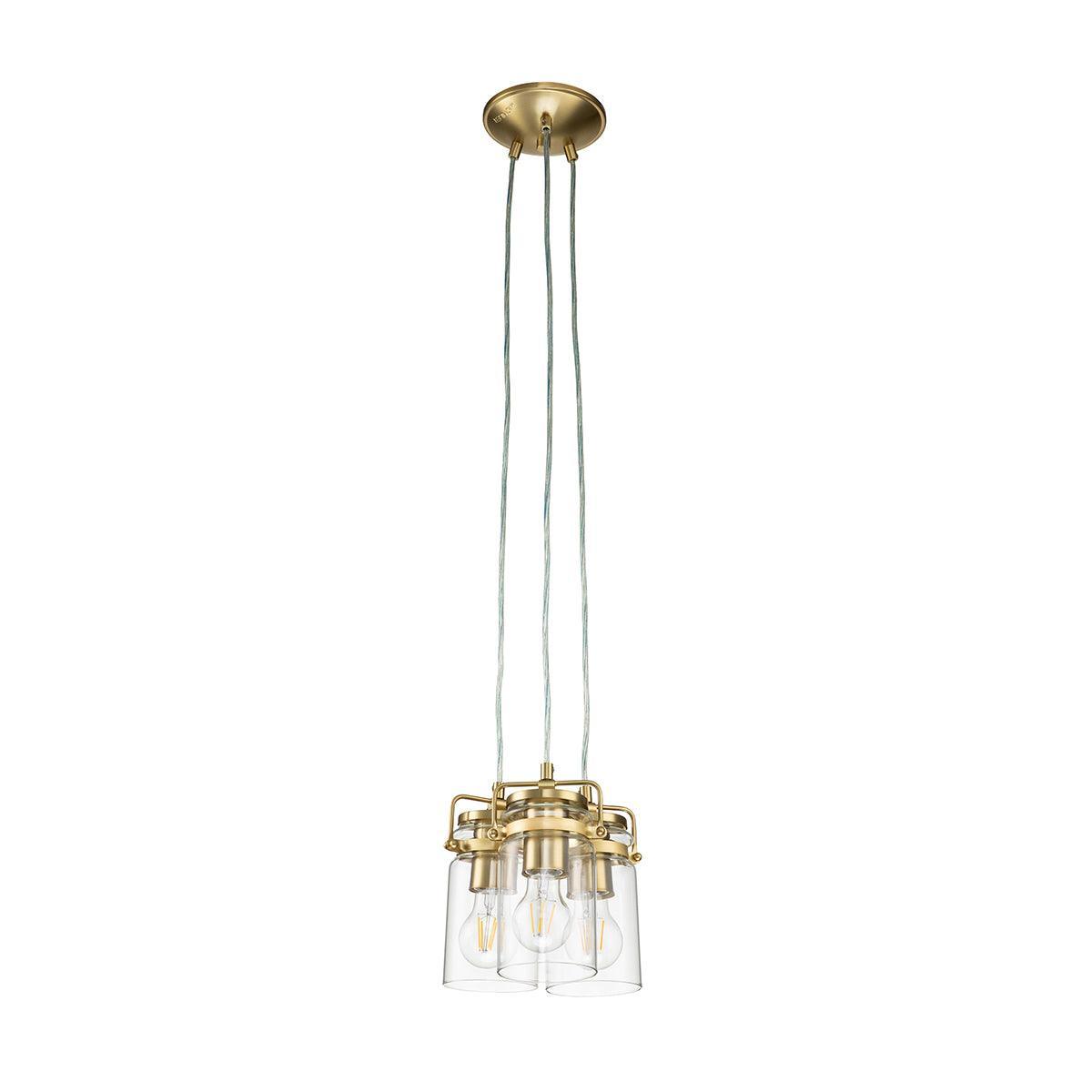 Kichler Brindley 3 Light Brass Pendant - Clear Glass Shades-Ceiling Pendant Lights-Elstead Lighting-6-Tiffany Lighting Direct