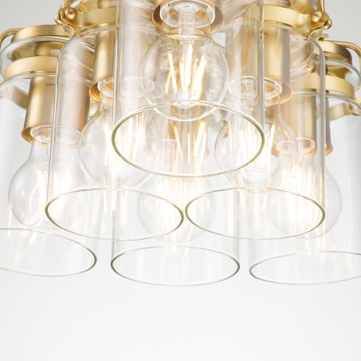 Kichler Brindley 6 Light Brass Pendant - Clear Glass Shades-Ceiling Pendant Lights-Elstead Lighting-2-Tiffany Lighting Direct